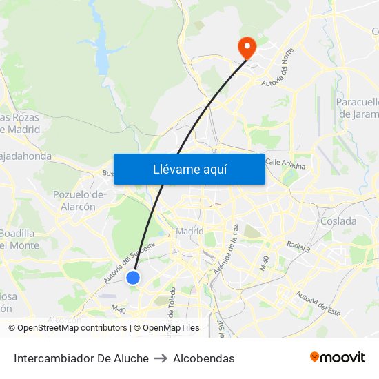 Intercambiador De Aluche to Alcobendas map