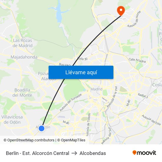 Berlín - Est. Alcorcón Central to Alcobendas map