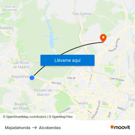 Majadahonda to Alcobendas map