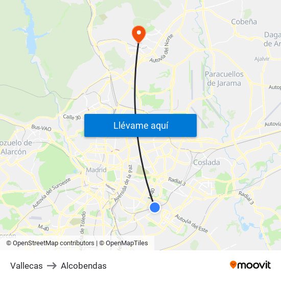 Vallecas to Alcobendas map