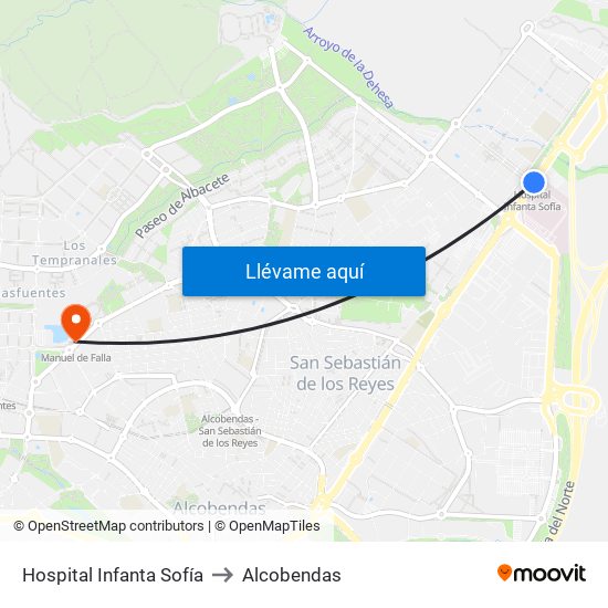 Hospital Infanta Sofía to Alcobendas map