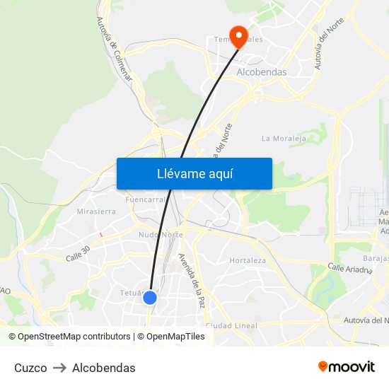 Cuzco to Alcobendas map
