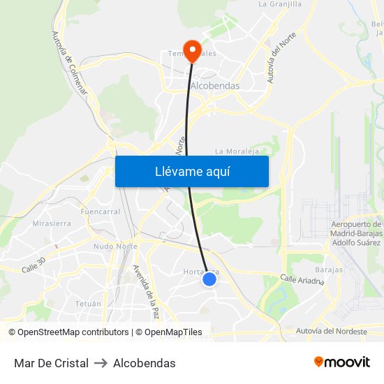 Mar De Cristal to Alcobendas map