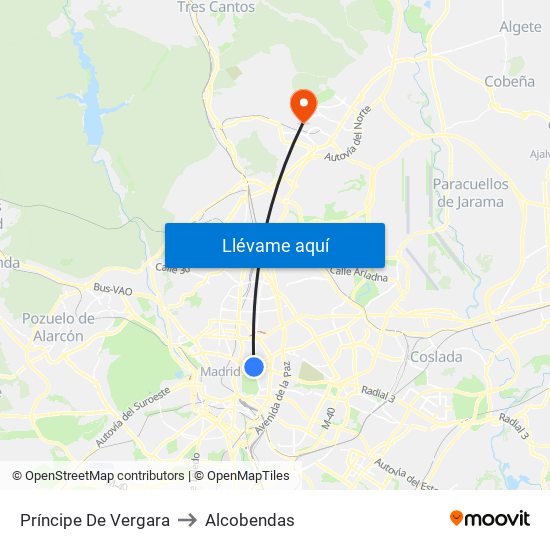 Príncipe De Vergara to Alcobendas map
