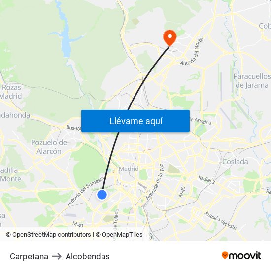 Carpetana to Alcobendas map