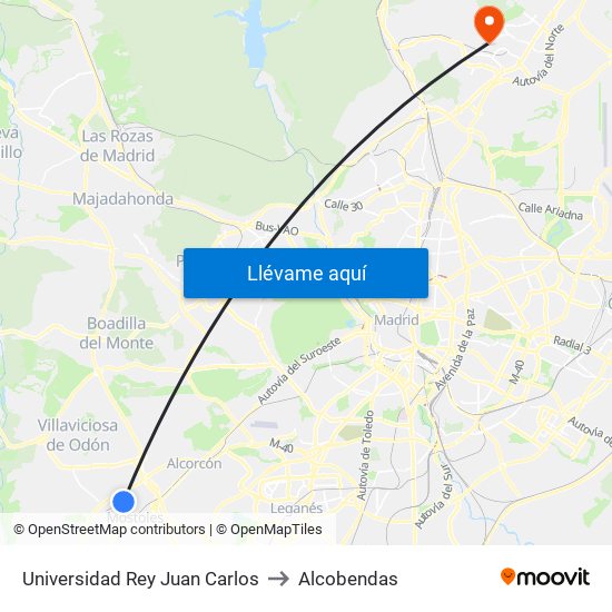 Universidad Rey Juan Carlos to Alcobendas map