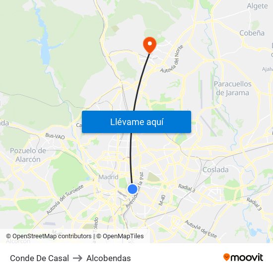 Conde De Casal to Alcobendas map