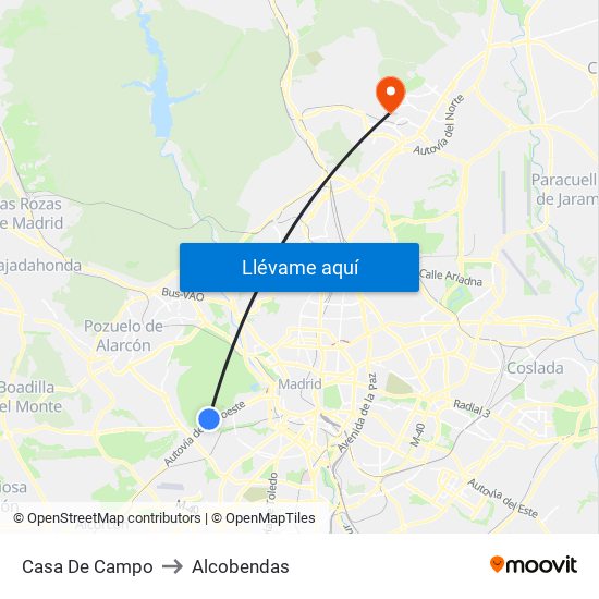 Casa De Campo to Alcobendas map