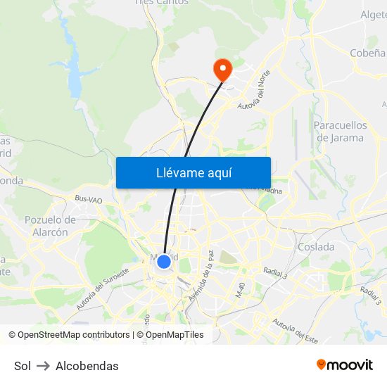 Sol to Alcobendas map