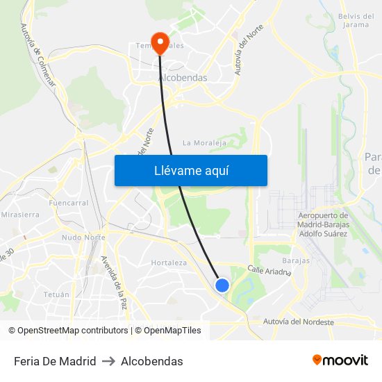 Feria De Madrid to Alcobendas map