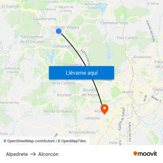 Alpedrete to Alcorcón map