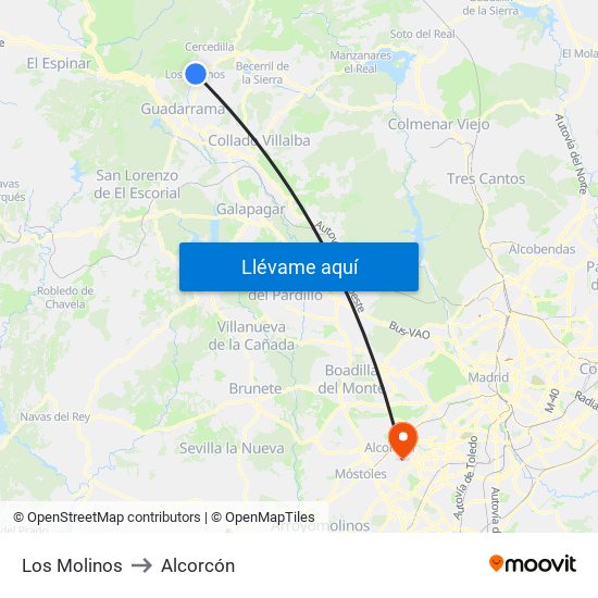 Los Molinos to Alcorcón map