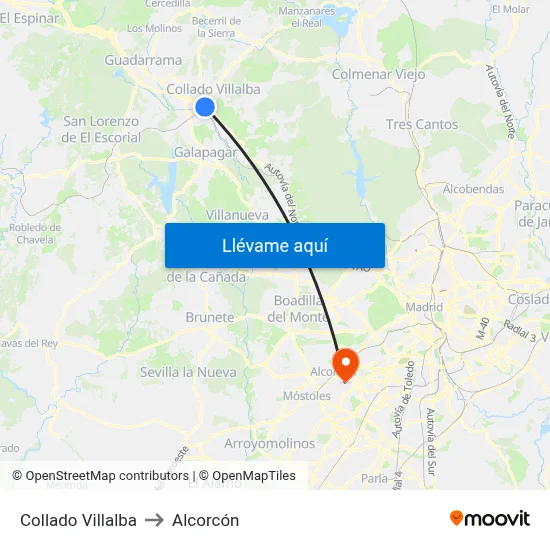 Collado Villalba to Alcorcón map