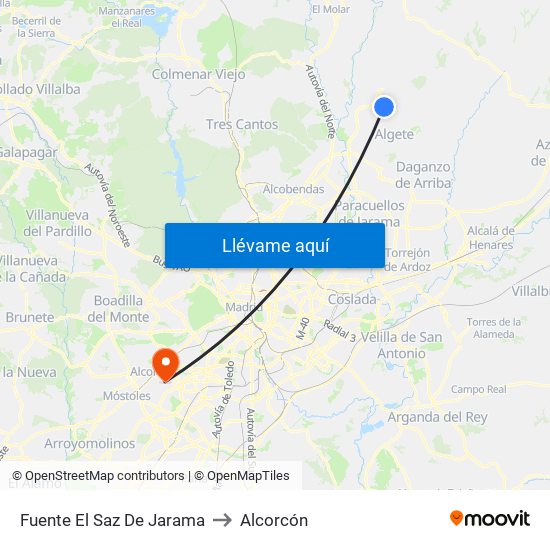 Fuente El Saz De Jarama to Alcorcón map