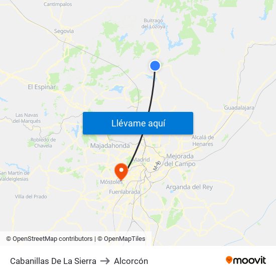 Cabanillas De La Sierra to Alcorcón map