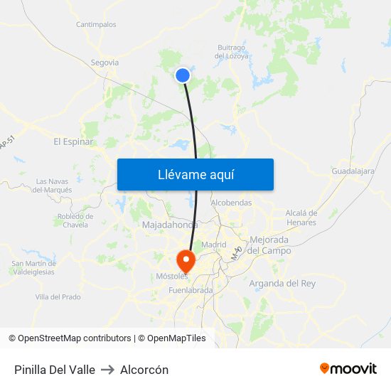 Pinilla Del Valle to Alcorcón map