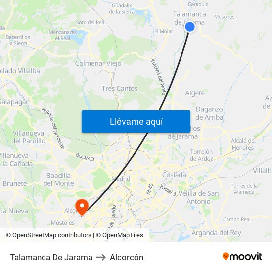 Talamanca De Jarama to Alcorcón map