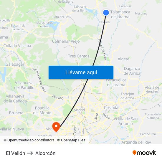 El Vellón to Alcorcón map