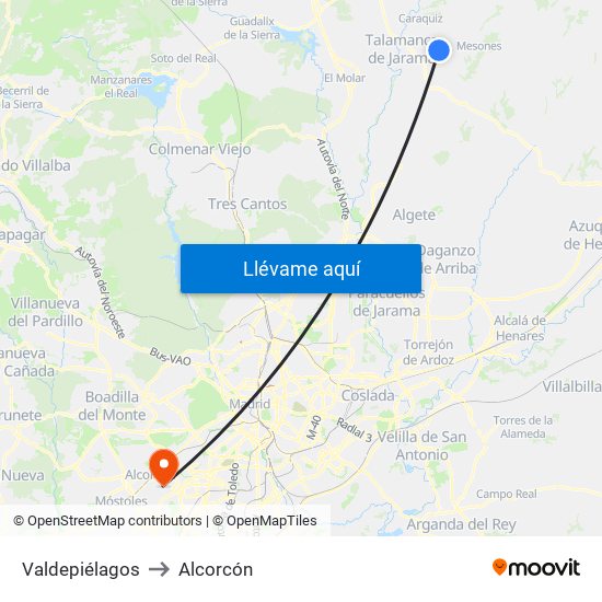 Valdepiélagos to Alcorcón map