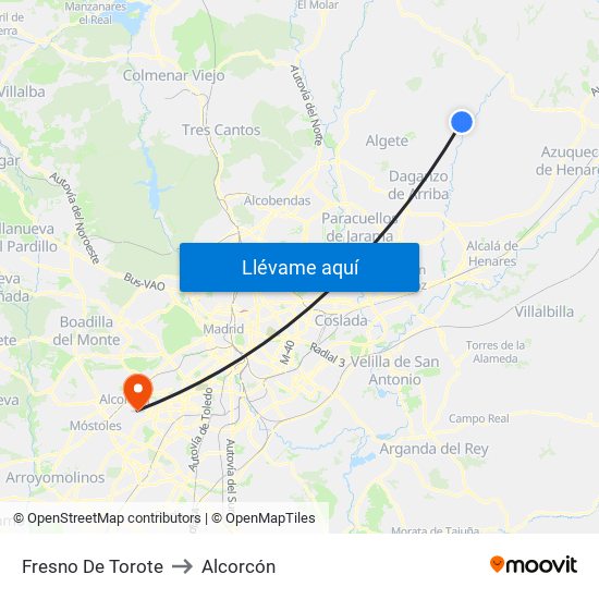 Fresno De Torote to Alcorcón map