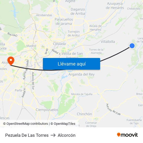 Pezuela De Las Torres to Alcorcón map