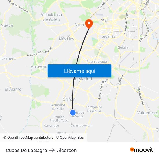 Cubas De La Sagra to Alcorcón map