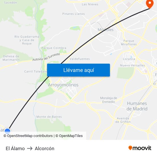 El Álamo to Alcorcón map
