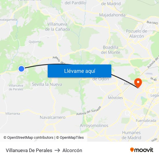 Villanueva De Perales to Alcorcón map