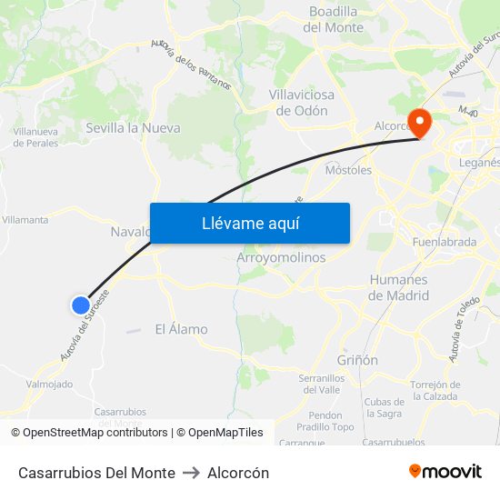 Casarrubios Del Monte to Alcorcón map