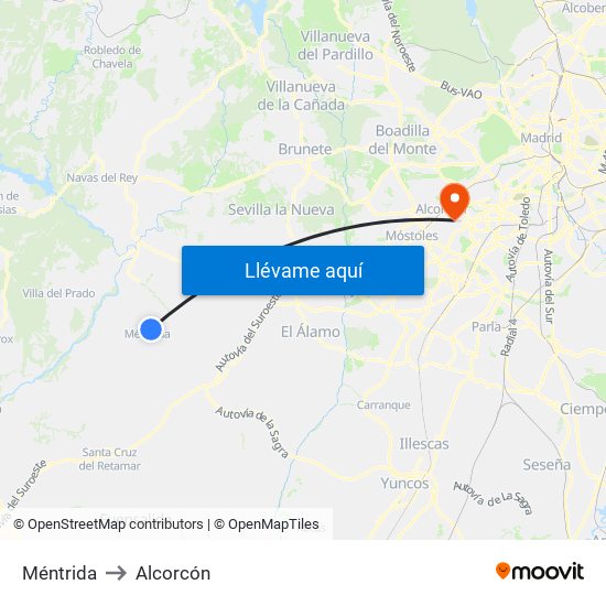 Méntrida to Alcorcón map
