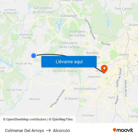 Colmenar Del Arroyo to Alcorcón map