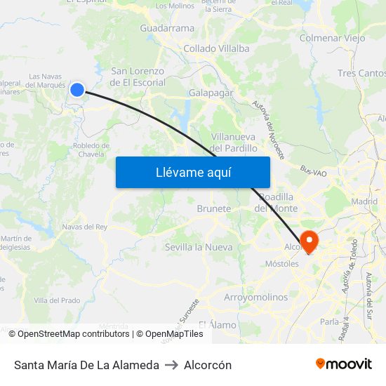 Santa María De La Alameda to Alcorcón map