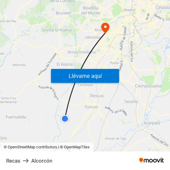 Recas to Alcorcón map