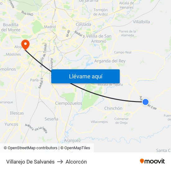 Villarejo De Salvanés to Alcorcón map