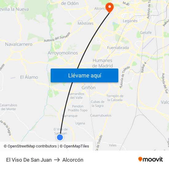 El Viso De San Juan to Alcorcón map