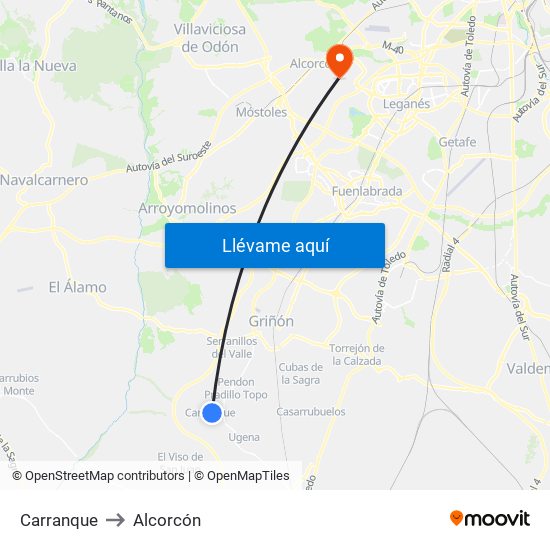 Carranque to Alcorcón map