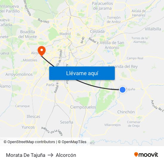 Morata De Tajuña to Alcorcón map