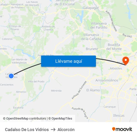 Cadalso De Los Vidrios to Alcorcón map