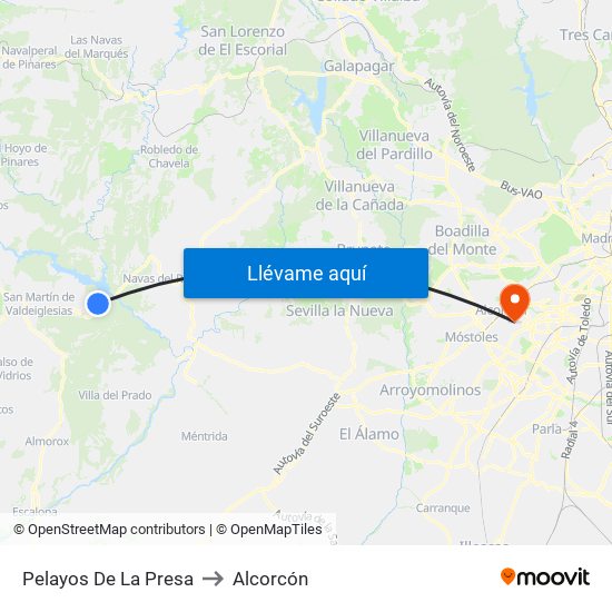 Pelayos De La Presa to Alcorcón map