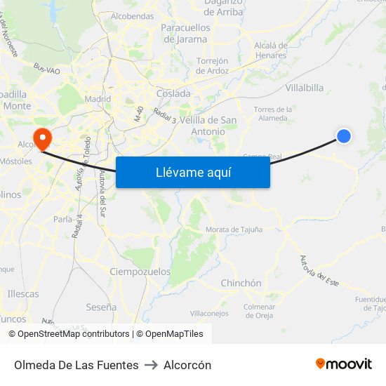 Olmeda De Las Fuentes to Alcorcón map