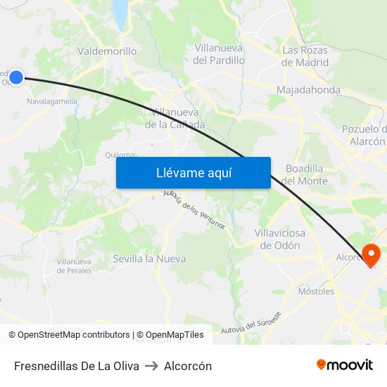 Fresnedillas De La Oliva to Alcorcón map