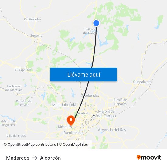 Madarcos to Alcorcón map