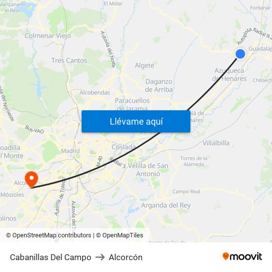 Cabanillas Del Campo to Alcorcón map