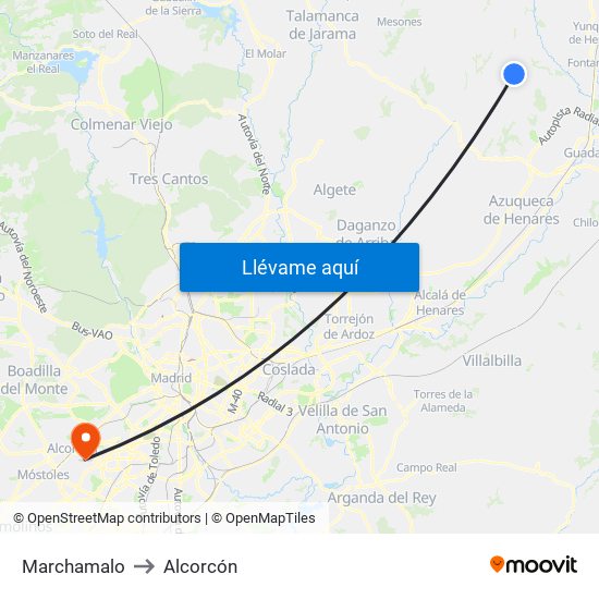 Marchamalo to Alcorcón map