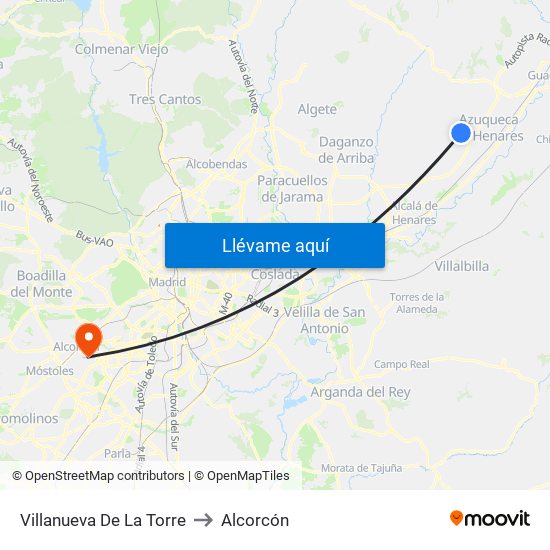 Villanueva De La Torre to Alcorcón map