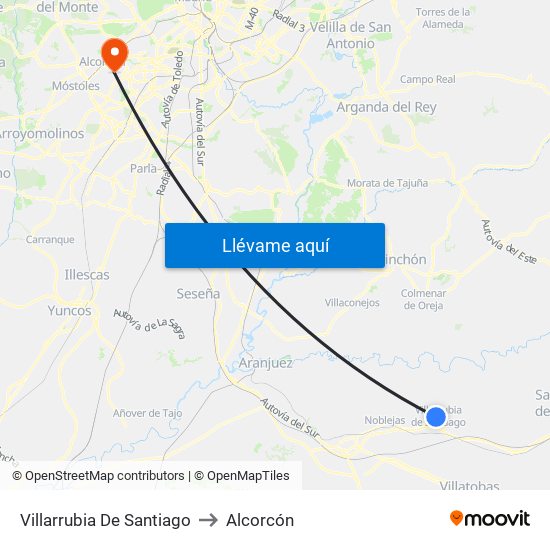 Villarrubia De Santiago to Alcorcón map