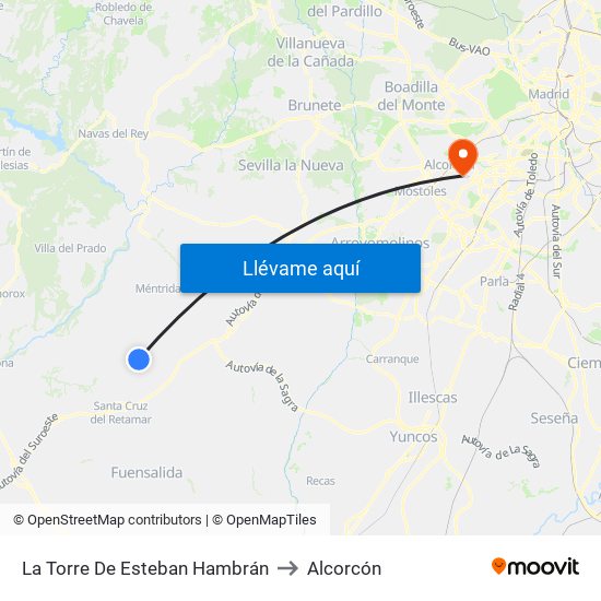 La Torre De Esteban Hambrán to Alcorcón map