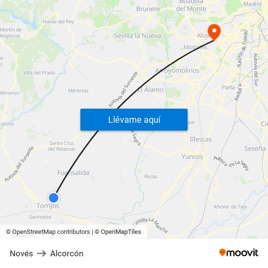Novés to Alcorcón map