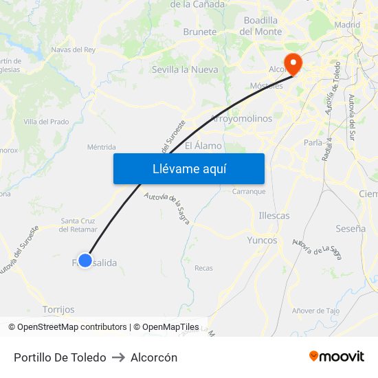 Portillo De Toledo to Alcorcón map