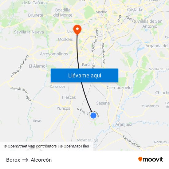 Borox to Alcorcón map